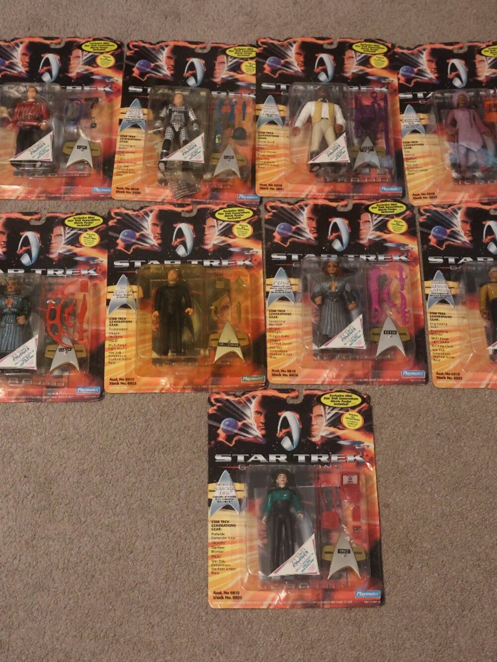 Star Trek Lot of 9 Generations Action Figure Skybox Card Playmates